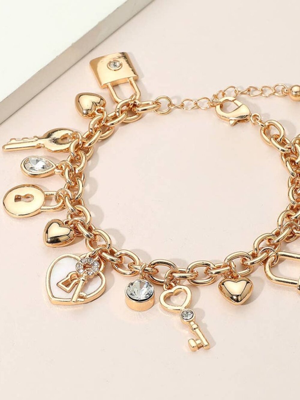 Heart Key and Lock Charm Bracelet